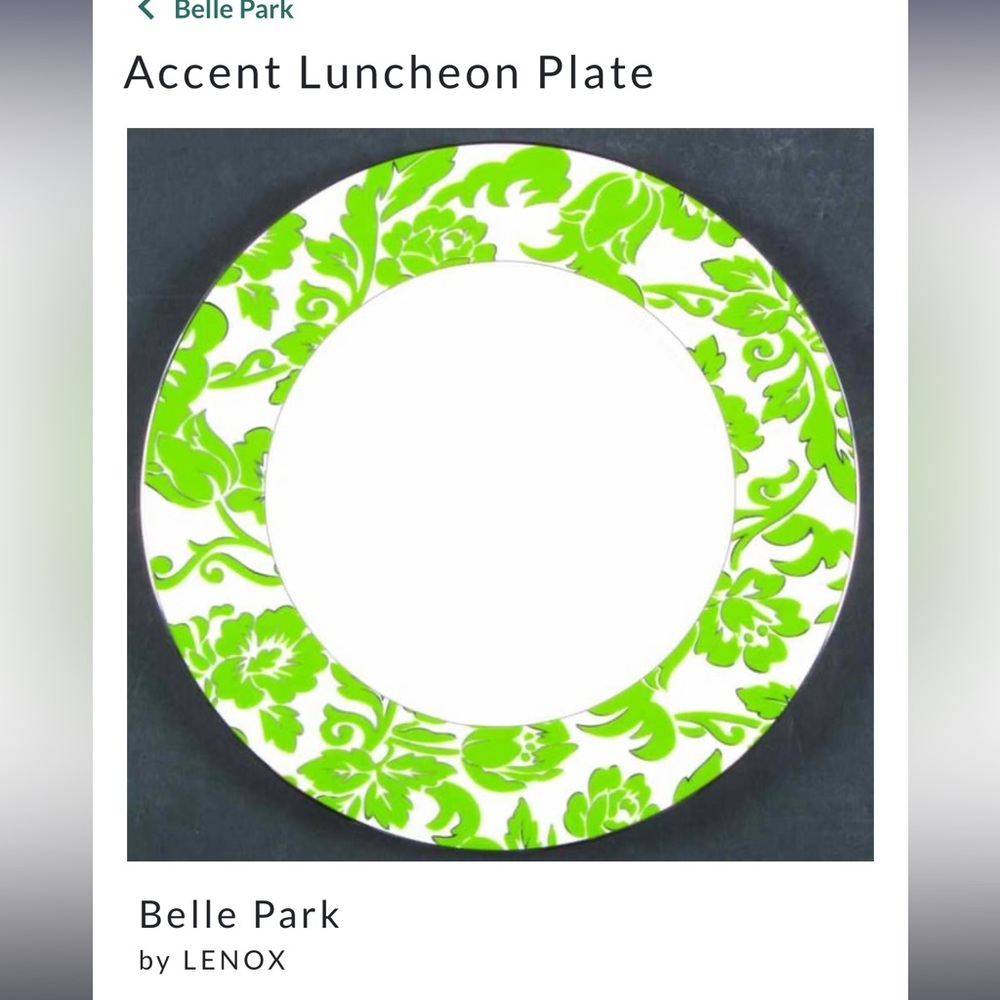 Set of 6-NWT- Lenox and Kate Spade Accent Luncheon Plate - Green -